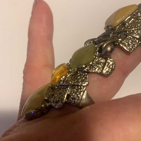 Yellow Gemstone Statement Ring vintage. Has 2 bands unique boho whimsical Y2K - Picture 8 of 8